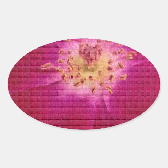 Petal Perfection: Chequered Rose Petal Pattern Art Oval Sticker (Front)