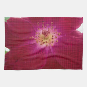 Petal Perfection: Chequered Rose Petal Pattern Art Tea Towel