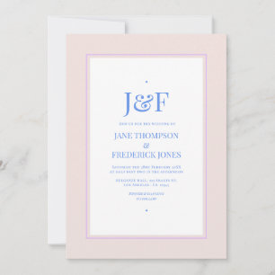 Petal Pink, Cornflower Blue & Mauve Purple Wedding Invitation