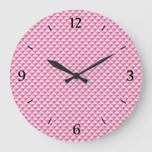 Petal pink, enamel look, studded grid large clock