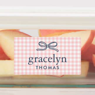 Petal Pink Gingham Bow Monogram