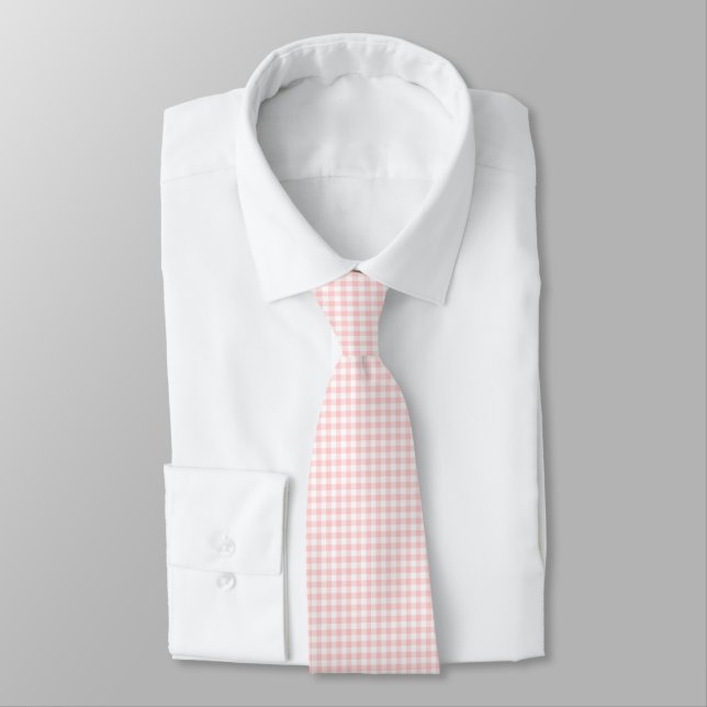 Petal Pink Gingham Tie (Tied)