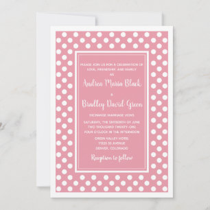 Petal Pink White Polka Dot Wedding Invitation