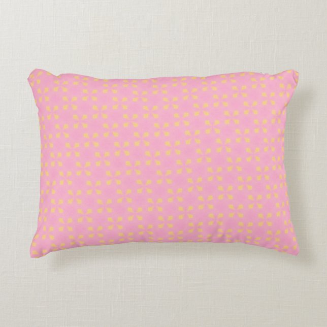 Petal Pop – Pink & Gold Seamless Geometric Pattern Decorative Cushion (Front)