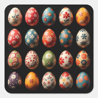 Petal Power Easter Eggs Square Sticker