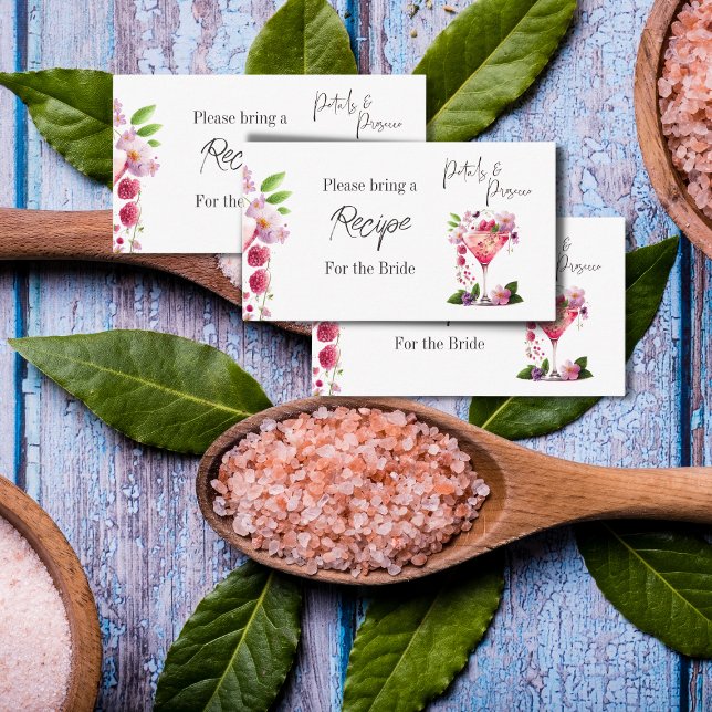 Petal Prosecco Floral Bridal Shower Recipe Request Enclosure Card (Creator Uploaded)