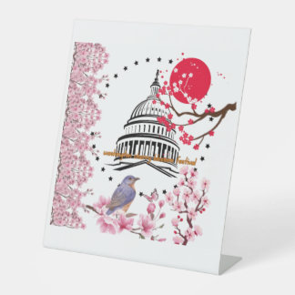 Petal rain celebration white pedestal sign