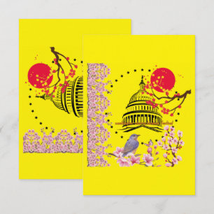 Petal rain celebration yellow thank you card