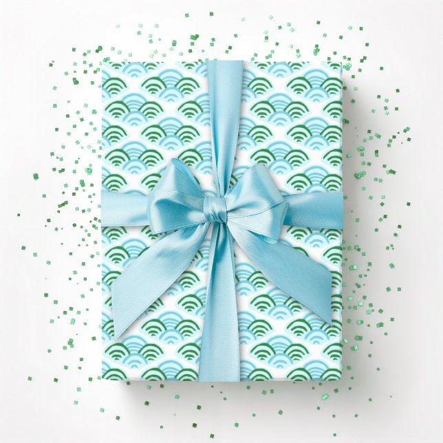 Petal Scallop in Green and Aqua Wrapping Paper (Creator Uploaded)