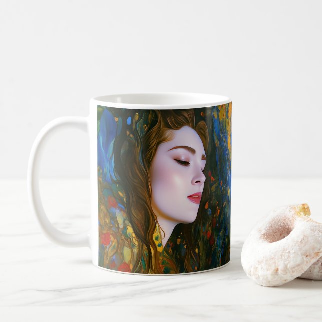 “Petal Serenity” - Women In Water Coffee Mug (With Donut)