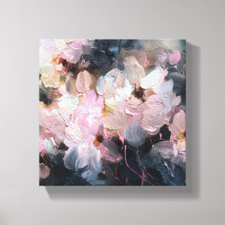 Petals After Dusk | Blush Pink Abstract Floral Canvas Print