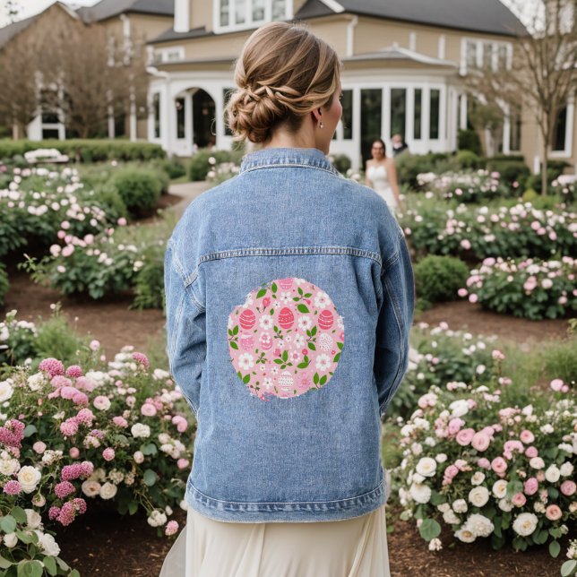 Petals and Painted Eggs Denim Jacket (Wedding Back)