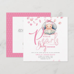 Petals and Pearls Pink Baby Girl Shower Invitation