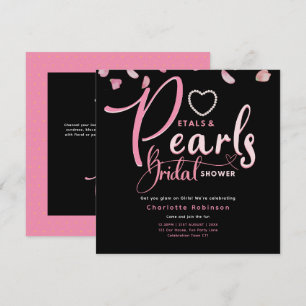 PETALS AND PEARLS Pink Black Chic Bridal Shower Invitation