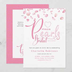 PETALS AND PEARLS Pink Glam Chic Bridal Shower Invitation