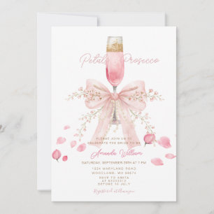 Petals and Prosecco Blush Bow Petals Bridal Shower Invitation