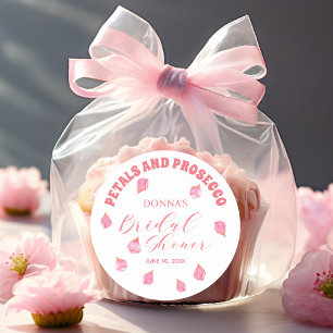 Petals and Prosecco Blush Bridal Shower Classic Round Sticker