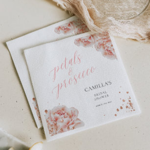 Petals and Prosecco Blush Pink Sparkly Floral Napkin