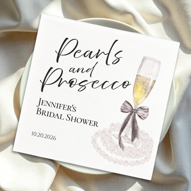 Petals and Prosecco | Bow Watercolor Bridal Shower Napkin (Creator Uploaded)