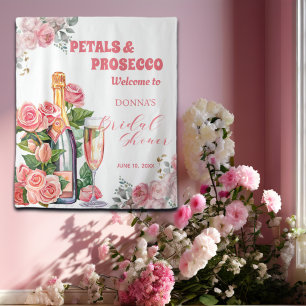 Petals and Prosecco Bridal Shower Backdrop Tapestry