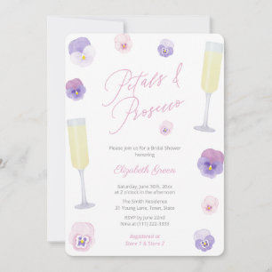 Petals And Prosecco Bridal Shower Brunch Party Invitation