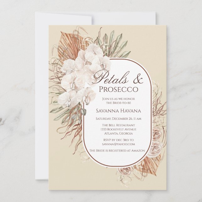 Petals and Prosecco Bridal Shower Invitation (Front)