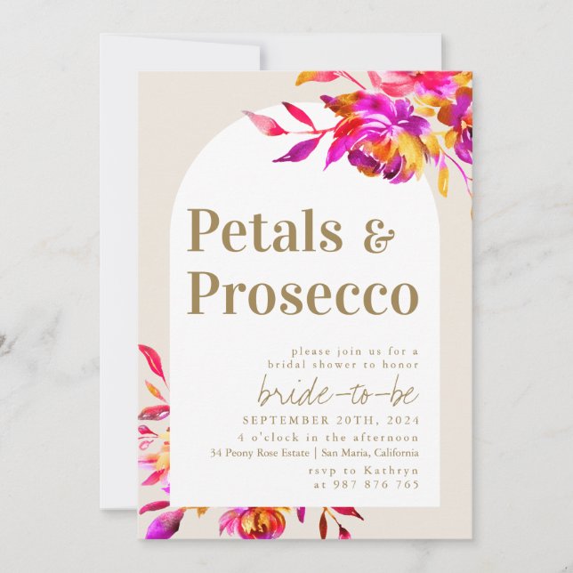 Petals and Prosecco Bridal Shower Invitation (Front)
