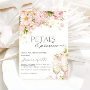 Petals And Prosecco Bridal Shower Invitation