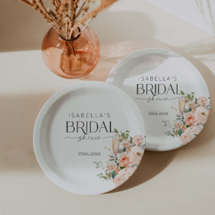 Petals And Prosecco Bridal Shower Paper Plate
