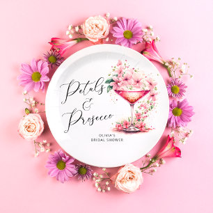 Petals and Prosecco Bridal Shower Paper Plates