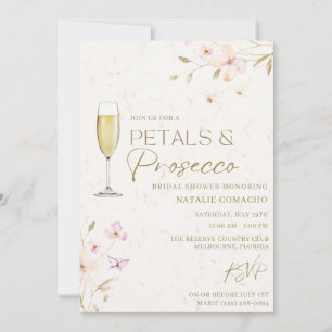 Petals and Prosecco Bridal Shower Party Invitation