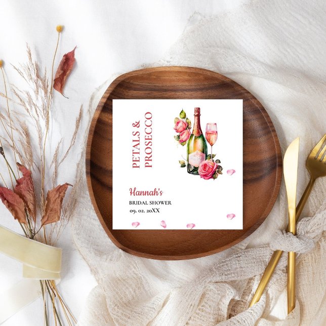 Petals And Prosecco Bridal Shower Party Napkin (Creator Uploaded)