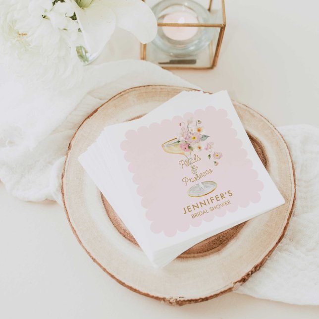 Petals and Prosecco Bridal Shower Personalised Napkin (Creator Uploaded)