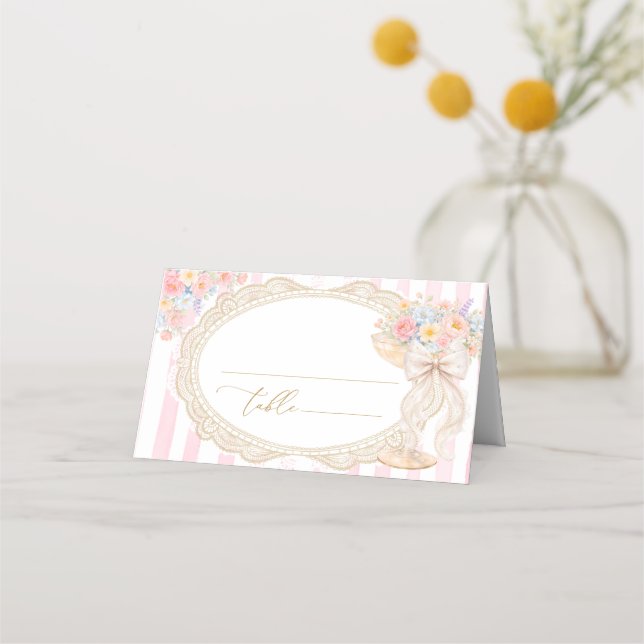 Petals and Prosecco Bridal Shower Place Card (Front)