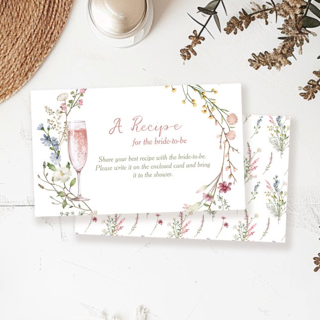 Petals and Prosecco Bridal Shower Recipe Request Enclosure Card (Creator Uploaded)