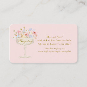 Petals and Prosecco Bridal Shower Registry Insert