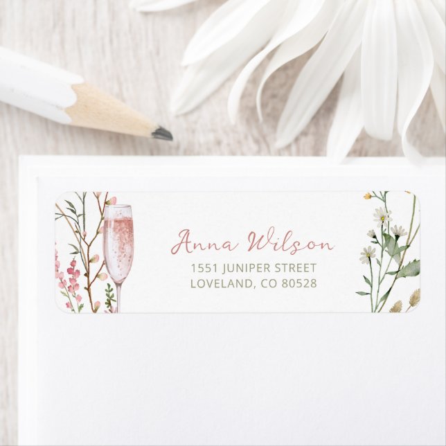 Petals and Prosecco Bridal Shower Return Address (Insitu)