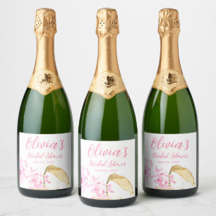Petals and Prosecco Bridal Shower Sparkling Wine Label