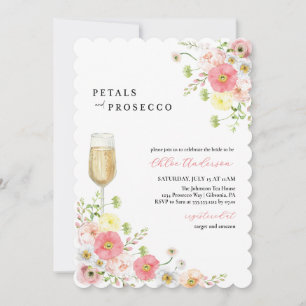 Petals and Prosecco Champagne Bridal Shower Invitation