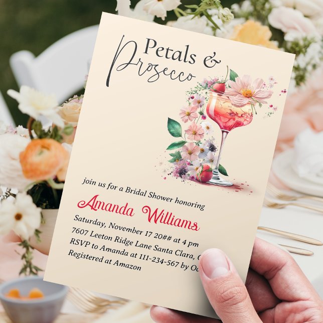 Petals and Prosecco Floral Bridal Shower Brunch Invitation (Creator Uploaded)