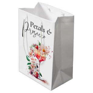 Petals and Prosecco Floral Bridal Shower Brunch Medium Gift Bag