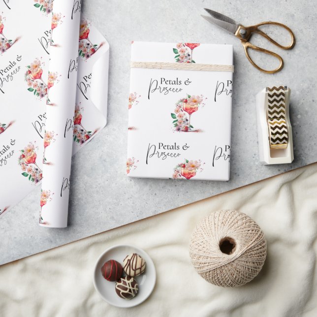 Petals and Prosecco Floral Bridal Shower Brunch Wrapping Paper (Crafts)