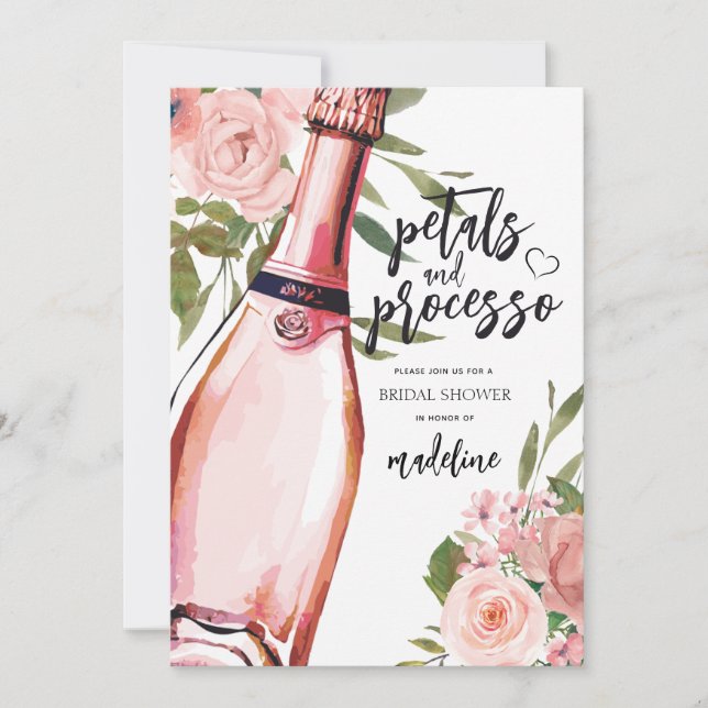 Petals and Prosecco Floral Bridal Shower Invitation (Front)