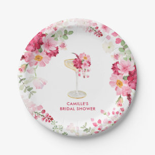 Petals and Prosecco Floral Bridal Shower Paper Plate