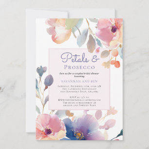 Petals and Prosecco Floral Couples Bridal Shower Invitation