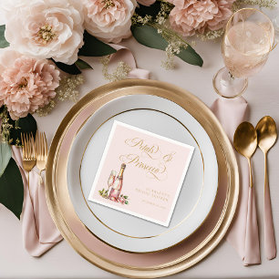 Petals and Prosecco Floral Elegant Bridal Shower  Napkin