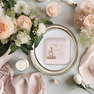 Petals and Prosecco Floral Elegant Bridal Shower  Paper Plate