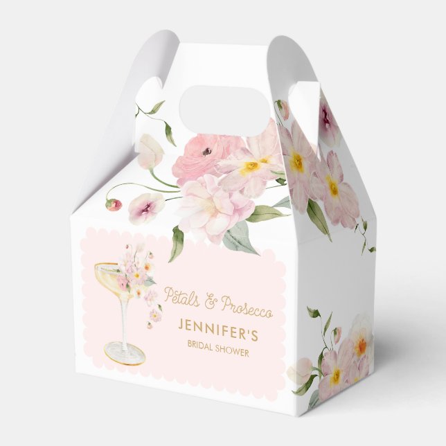 Petals and Prosecco Floral Garden Bridal Shower Favour Box (Front Side)