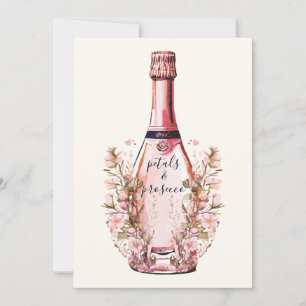 Petals and Prosecco Floral Hearts Bridal Shower Invitation