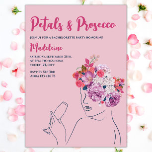 Petals And Prosecco Floral Wreath Bachelorette Invitation